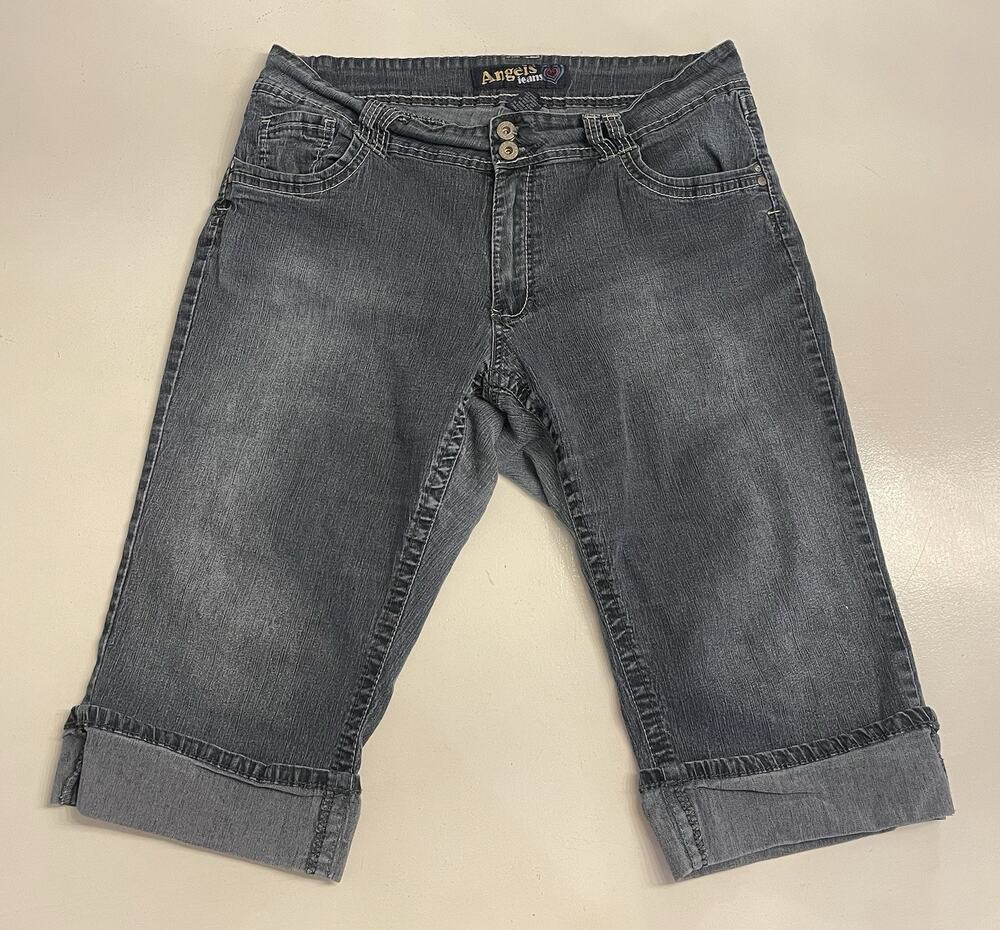 Women's Angels Jeans Blue Cuffed Capri Plus Size 22 Stretch Med Wash Mid Rise